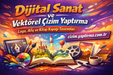 Dijital Sanat ve Vektörel Çizim Yaptırma: Logo, Afiş ve Kitap Kapağı Tasarımları; cizim.yaptirma.com.tr (colorful poster with art tools)